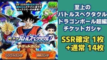 【ドッカンバトル】至上のバトルスペクタクルチケットガシャ③（SSR確定1枚＋通常14枚）