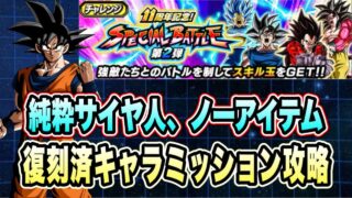 【ドッカンバトル】「11周年記念スペシャルバトル第2弾ステージ2super3」の純粋サイヤ人、ノーアイテムミッション攻略【Dragon Ball Z Dokkan Battle】