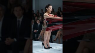High fashion runway takes a weird turn 👠🔄 #FashionFail #GlitchInTheMatrix #Model #Shorts