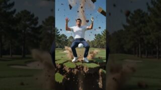 The most powerful golf swing ever 🏌️♂️🌍 #GolfFail #PhysicsGlitch #Unexpected #Meme #Shorts