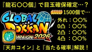 【ドッカンバトル】龍石何個で安全?『グローバルCP』天井コインとガシャ確率解説!